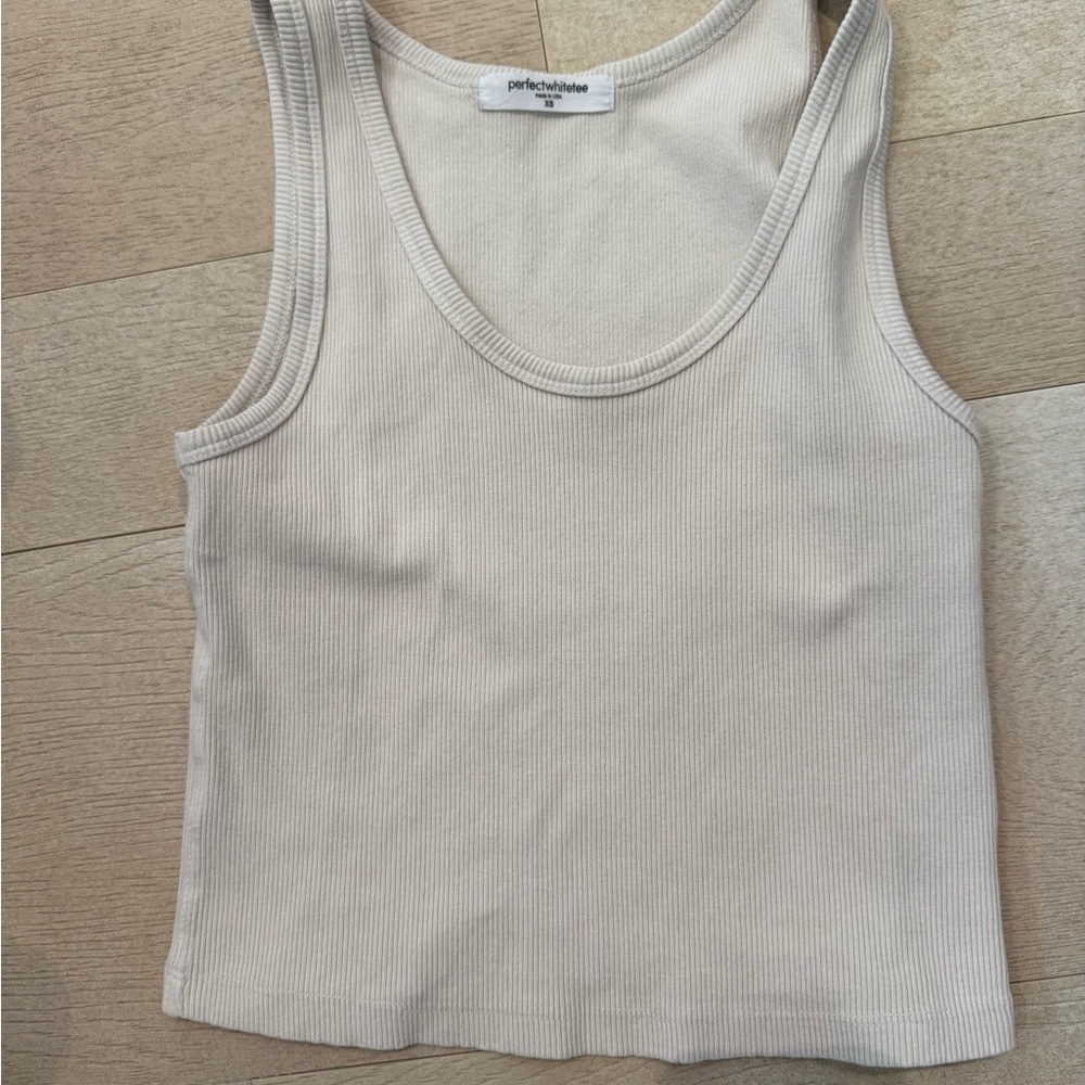 Perfect white tee tank top in cream